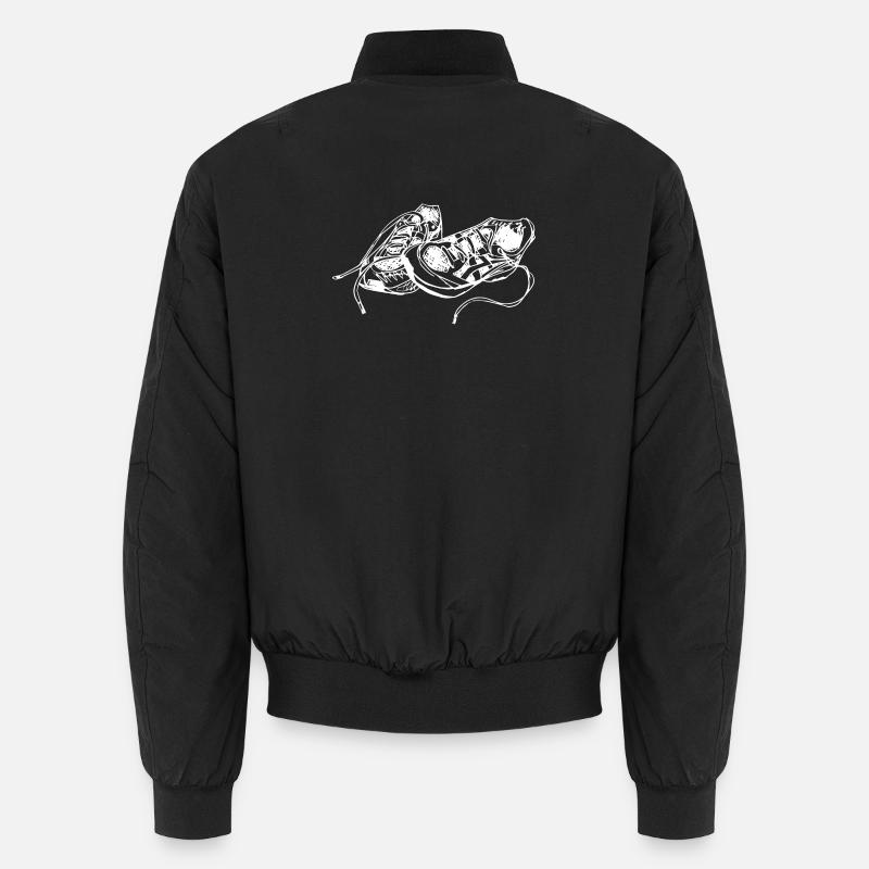 Handgezeichnete Sneaker Skizze - Unisex Bomberjacke - Schwarz