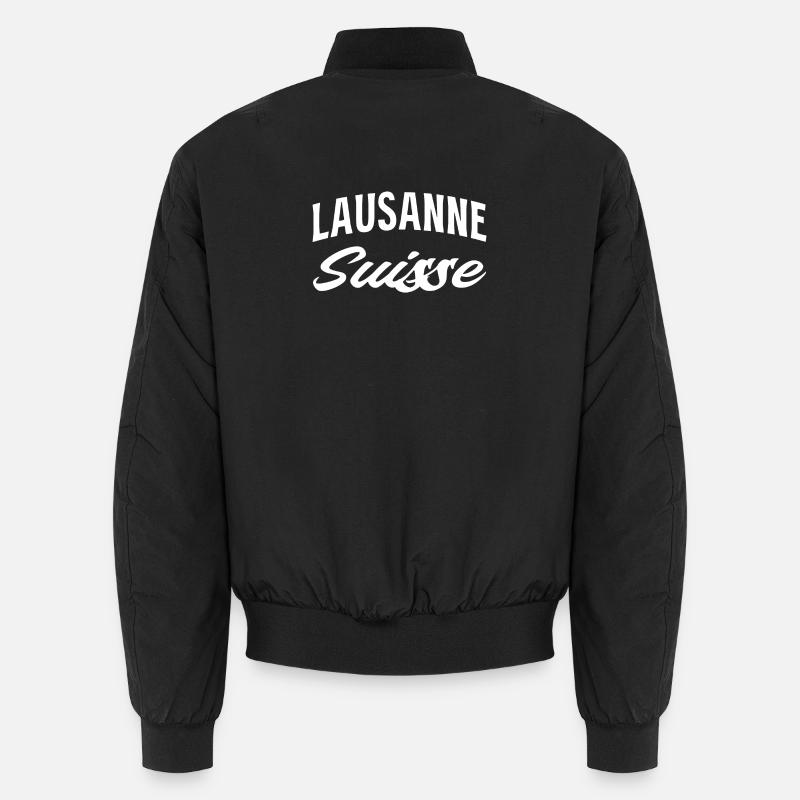 Lausanne Suisse Script - Bomber unisexe - noir