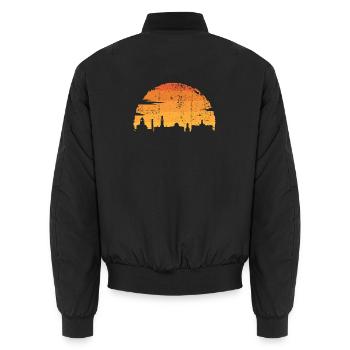 Sonnenuntergang Skyline Silhouette - Unisex Bomberjacke - Schwarz - Hinten - AI Model Male 185 light (185cm)