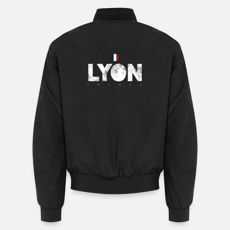 Texte en gras de Lyon avec drapeau français Bomber unisexe