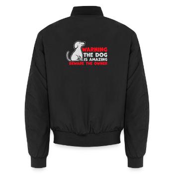 Warning Dog Is Amazing Beware Owner Hunde Haustier - Unisex Bomberjacke - Schwarz - Hinten - AI Model Male 185 light (185cm)