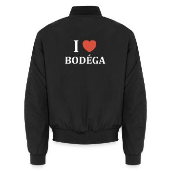 I Love Bodega Logo Tee - Bomber unisexe - noir - Dos - AI Model Male 185 light (185cm)