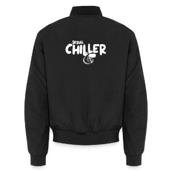 Süßes Lazy Vibes Tee – Geschenk Idee Serialchiller - Unisex Bomberjacke - Schwarz - Hinten - AI Model Male 185 light (185cm)