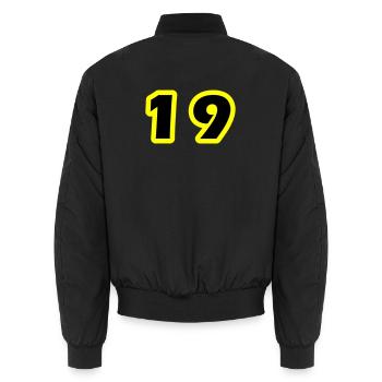 19 Number symbol - Unisex Bomber Jacket - black - Back - AI Model Male 185 light (185cm)