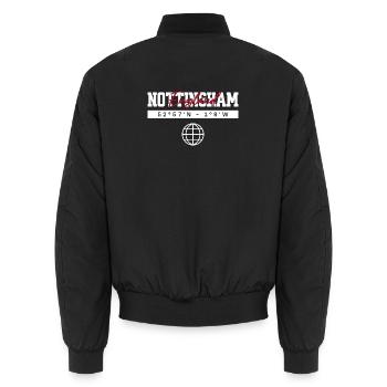 Nottingham England Koordinaten Reise Souvenir - Unisex Bomberjacke - Schwarz - Hinten - AI Model Male 185 light (185cm)