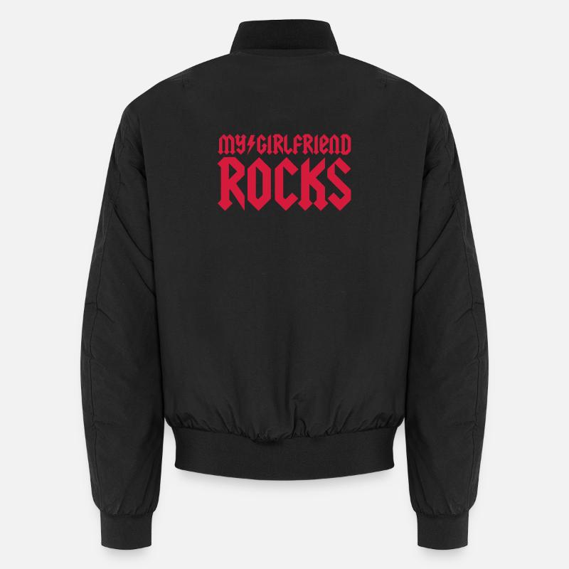 My girlfriend rocks - Unisex Bomber Jacket - black