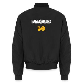 proud 50, geburtstagsgeschenk - Unisex Bomberjacke - Schwarz - Hinten - AI Model Male 185 light (185cm)