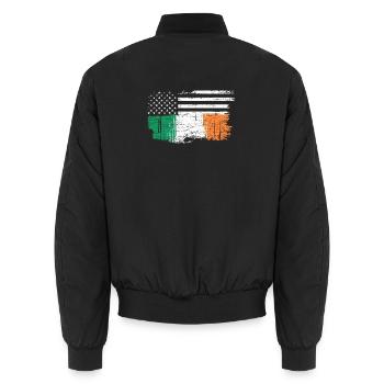 Brushstroke Irish Flag with Stars - Unisex Bomber Jacket - black - Back - AI Model Male 185 light (185cm)