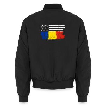 Flag Brush Fusion - Unisex Bomber Jacket - black - Back - AI Model Male 185 light (185cm)