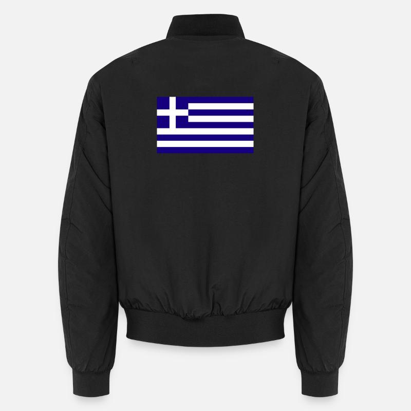 Greece National Flag - Unisex Bomber Jacket - black