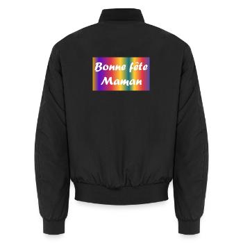 BONNE FÊTE MAMAN. MAMAN. FÊTE DES MÈRES. JE T'AIME - Bomber unisexe - noir - Dos - AI Model Male 185 light (185cm)