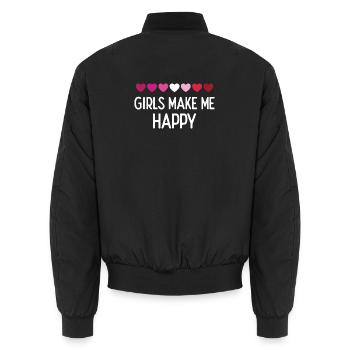Mois de la fierté LGBTQ - Les filles me rendent heureuse - Bomber unisexe - noir - Dos - AI Model Male 185 light (185cm)
