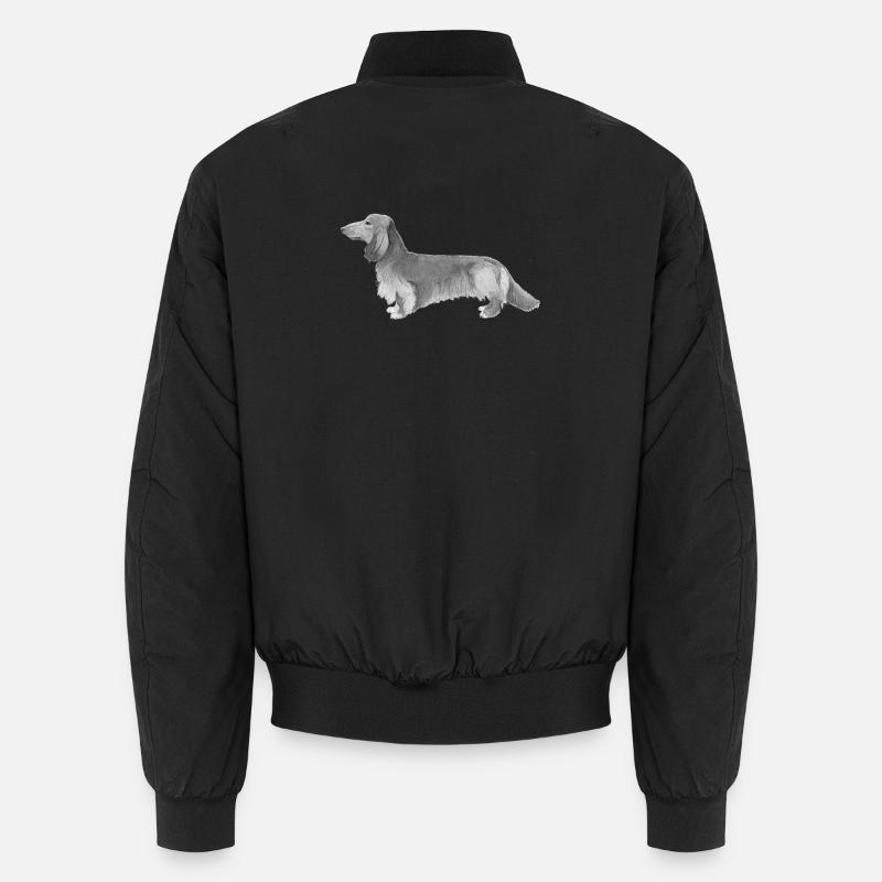 Dachshund Dachshund Longhair - Unisex Bomber Jacket - black