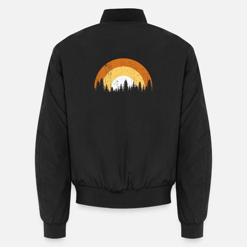 Silhouette de pins du coucher de soleil Bomber unisexe