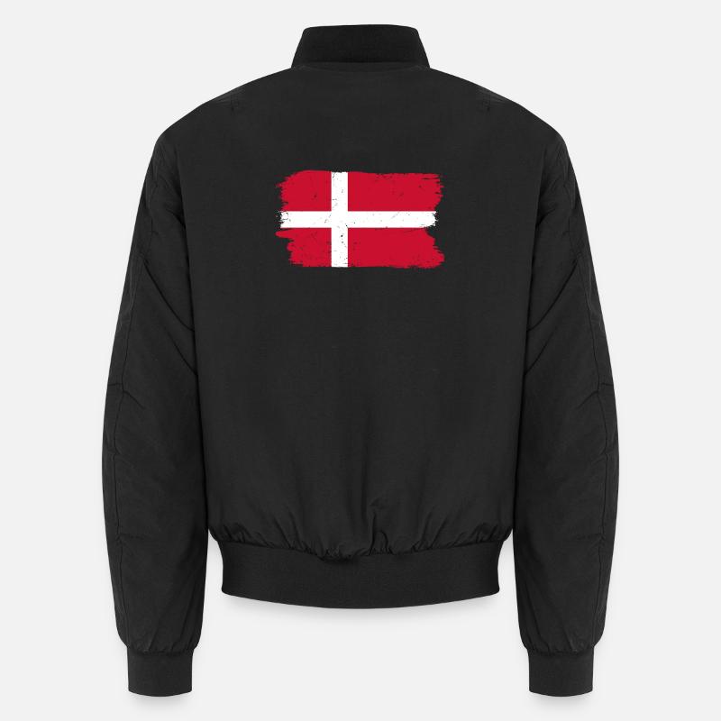 Distressed Danish Flag Brush - Unisex Bomber Jacket - black