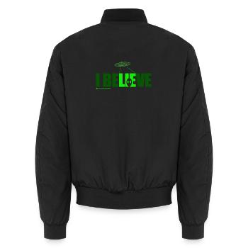 i believe - Unisex Bomber Jacket - black - Back - AI Model Male 185 light (185cm)