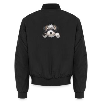 Dog's eye on the edge - Unisex Bomber Jacket - black - Back - AI Model Male 185 light (185cm)