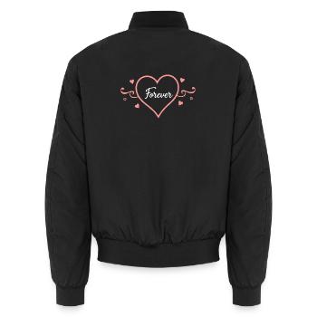 Cadeau de la Saint-Valentin en forme de cœur rose - Bomber unisexe - noir - Dos - AI Model Male 185 light (185cm)