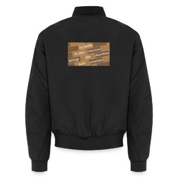 Wortcollage Mauer Typografie, Scheiße in... - Unisex Bomberjacke - Schwarz - Hinten - AI Model Male 185 light (185cm)