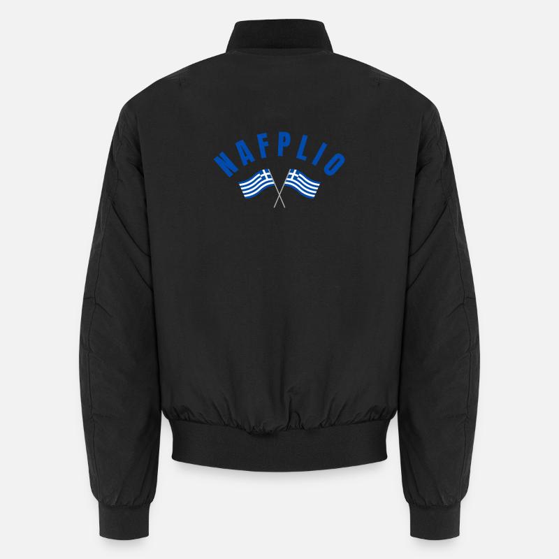 Nafplio Greek Flags  - Unisex Bomber Jacket - black