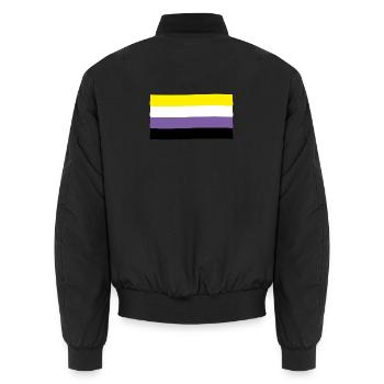 Drapeau non-binaire : fierté et identité - Bomber unisexe - noir - Dos - AI Model Male 185 light (185cm)