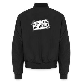 Growth Can Be Messy Persönlich Wachstum Zitat Logo - Unisex Bomberjacke - Schwarz - Hinten - AI Model Male 185 light (185cm)