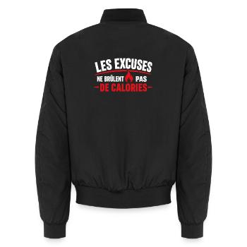 Excuses Ne Brûlent Pas Calories - Bomber unisexe - noir - Dos - AI Model Male 185 light (185cm)