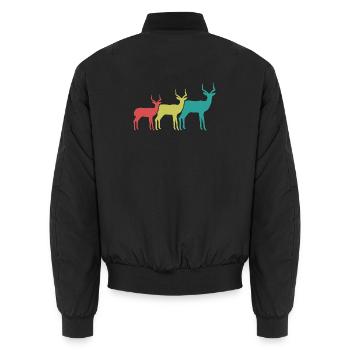 Bunte Antilopen Silhouetten - Unisex Bomberjacke - Schwarz - Hinten - AI Model Male 185 light (185cm)