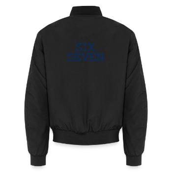 Six Seven - 67 - Typo - Memes - Basketball - Unisex Bomber Jacket - black - Back - AI Model Male 185 light (185cm)