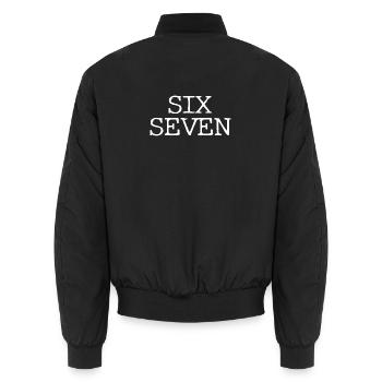 Six Seven - 67 - Typo - Memes - Basketball - Unisex Bomber Jacket - black - Back - AI Model Male 185 light (185cm)