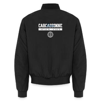 Carca ssone Frankreich Koordinaten Globus - Unisex Bomberjacke - Schwarz - Hinten - AI Model Male 185 light (185cm)