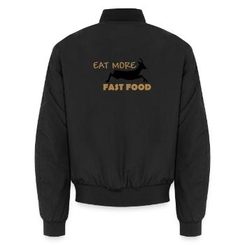 Eat more Fastfood - Unisex Bomberjacke - Schwarz - Hinten - AI Model Male 185 light (185cm)