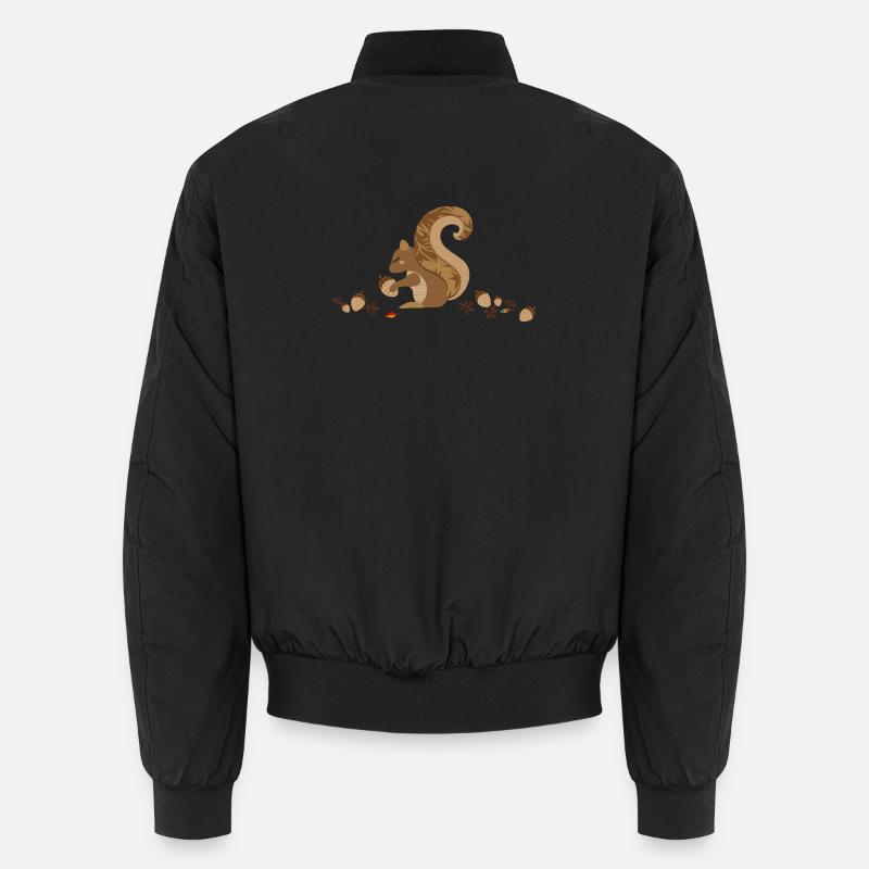 Ein Eichhörnchen mit einer Eichel - Unisex Bomberjacke - Schwarz