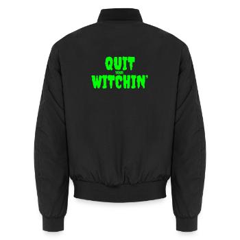 Spooky Green Witching Quit Design - Unisex Bomberjacke - Schwarz - Hinten - AI Model Male 185 light (185cm)