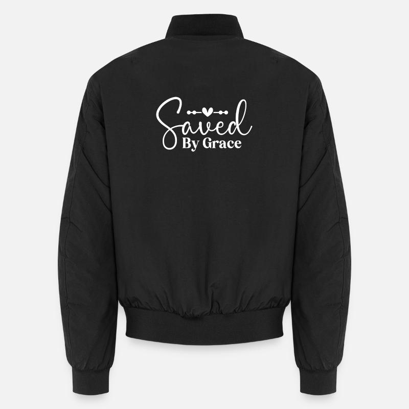 Saved By Grace - Unisex Bomber Jacket - black