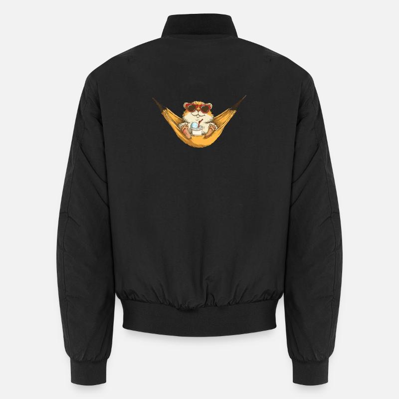 Sommerhamster im Hängematte Stil - Unisex Bomberjacke - Schwarz
