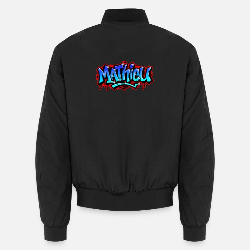 Mathieu Graffitidruckbarer Name Urban Blue - Unisex Bomberjacke - Schwarz
