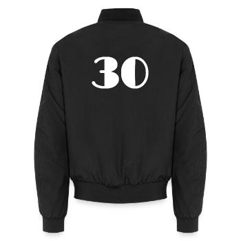 30. 30 JAHRE. 30-JÄHRIGES JUBILÄUM. 30-JÄHRIGES JUBILÄUM. - Unisex Bomberjacke - Schwarz - Hinten - AI Model Male 185 light (185cm)