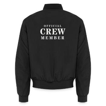 Official Crew Member Stencil Staff Event Security - Unisex Bomber Jacket - black - Back - AI Model Male 185 light (185cm)
