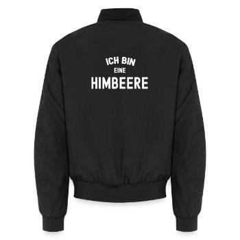 ICH BIN EINE HIMBEERE Rotes Karneval Kostüm Beeren - Unisex Bomberjacke - Schwarz - Hinten - AI Model Male 185 light (185cm)