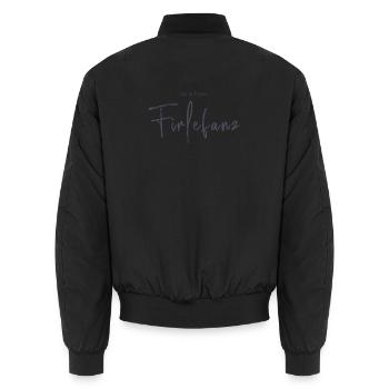 Hier & Heute Firlefanz – Humorvolle Typografie - Unisex Bomberjacke - Schwarz - Hinten - AI Model Male 185 light (185cm)
