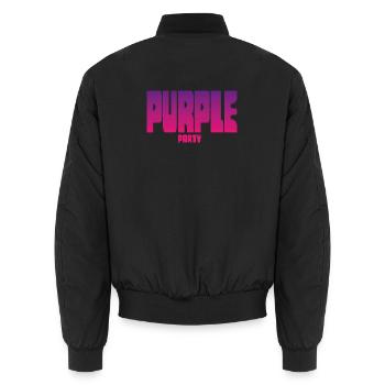 Purple Party Gradient Großbuchstaben - Unisex Bomberjacke - Schwarz - Hinten - AI Model Male 185 light (185cm)