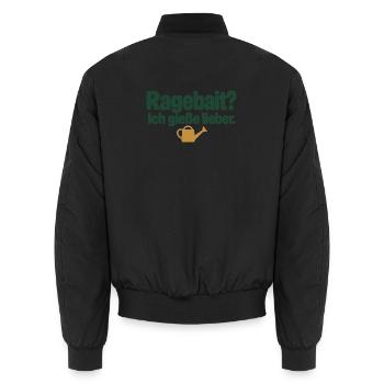 Ragebait? Ich gieße lieber. Pflanzenhumor - Unisex Bomberjacke - Schwarz - Hinten - AI Model Male 185 light (185cm)
