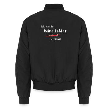 Keine Fehler 2 mal - Unisex Bomberjacke - Schwarz - Hinten - AI Model Male 185 light (185cm)