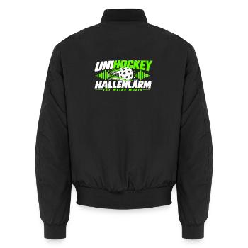 Unihockey Hallenlärm Shirt Meine Musik - Unisex Bomberjacke - Schwarz - Hinten - AI Model Male 185 light (185cm)