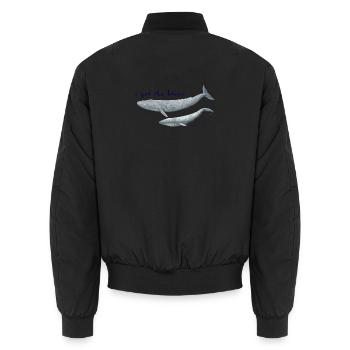 I got the blues whales - whales. baleines - Unisex Bomber Jacket - black - Back - AI Model Male 185 light (185cm)