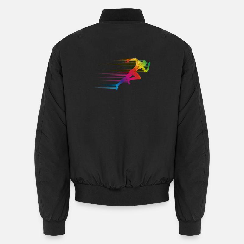 dynamisches Motiv eines Läufers beim Sprinten Unisex Bomberjacke