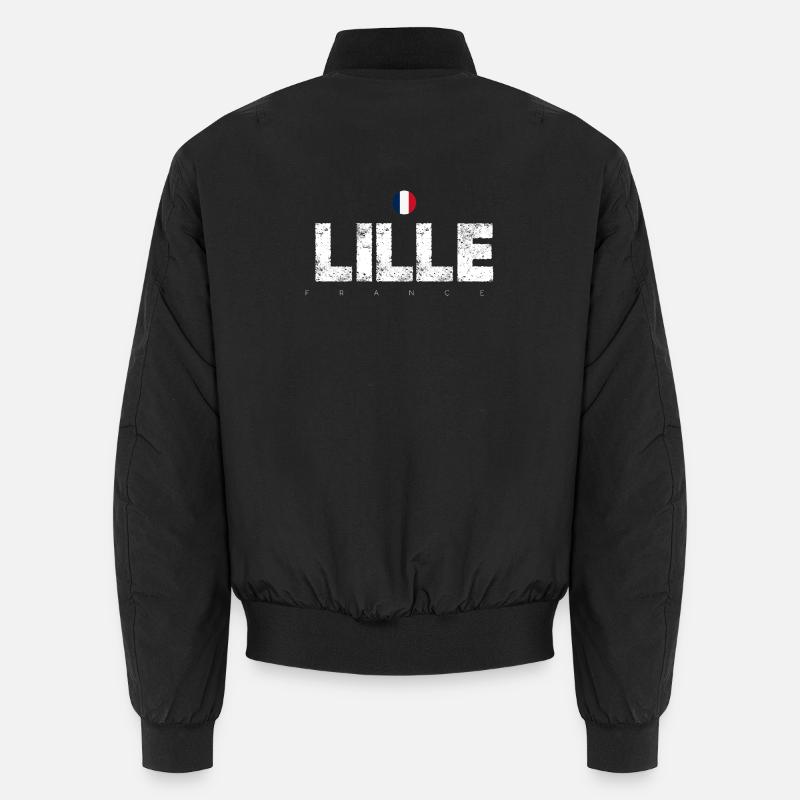 Lille Frankreich Distressed Typografie - Unisex Bomberjacke - Schwarz