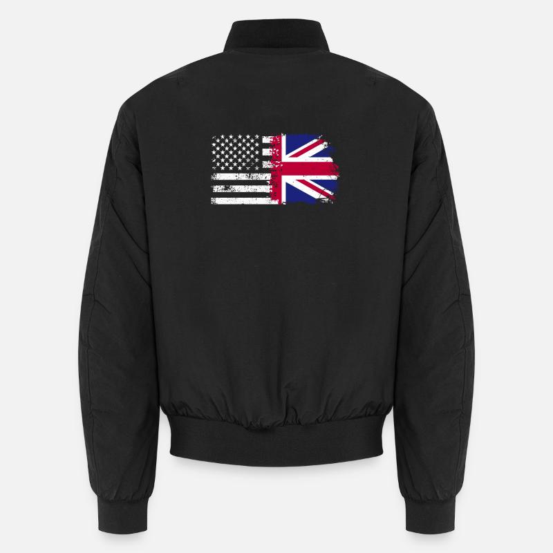 Grunge US UK Flag Mashup - Unisex Bomber Jacket - black