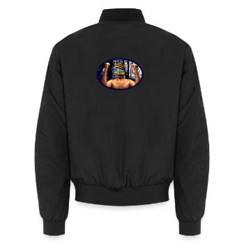 Forest Spirit Mask Warrior - Unisex Bomber Jacket - black - Back - AI Model Male 185 light (185cm)